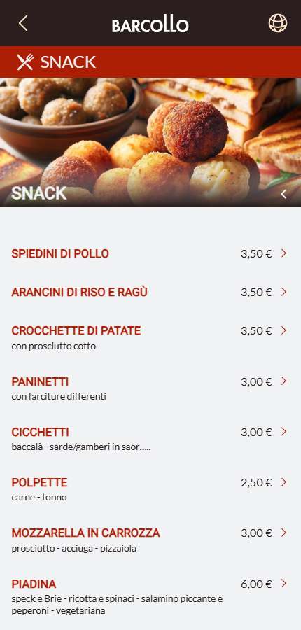 Menu digitale FlyMenu su smartphone